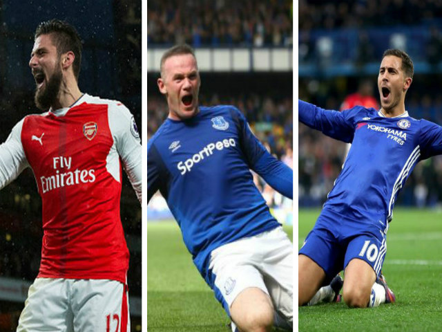 Bóng đá - 10 siêu phẩm Ngoại hạng Anh 2017: "Cao xạ" Rooney đấu siêu phẩm Hazard