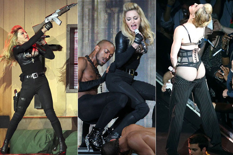 Trong mỗi chặng dừng chân của chuyến lưu diễn vòng quanh thế giới MDNA 2012 của mình, Madonna đều sử dụng chiêu trò gây chú ý