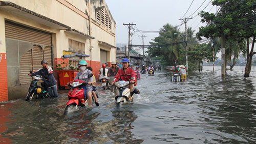 TP.HCM: Triều cường nhấn chìm đường phố - 4