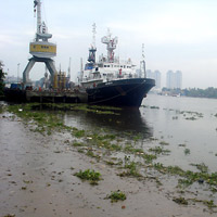 Mực nước sông Sài Gòn xuống nhanh
