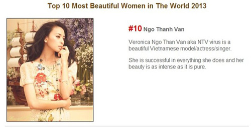 Vân Ngô lọt top 10 người đẹp nhất thế giới 2013 - 1