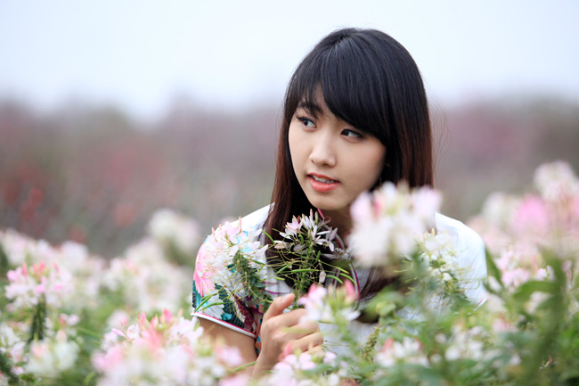 Trong đêm chung kết Hoa khôi duyên dáng Ngoại thương 2013, Hồng Vi đã vượt qua rất nhiều cô gái xinh đẹp để giành vương miện hoa khôi của trường
