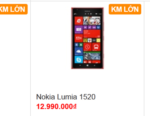 Nokia Lumia 1520 rớt giá 3 triệu đồng - 1