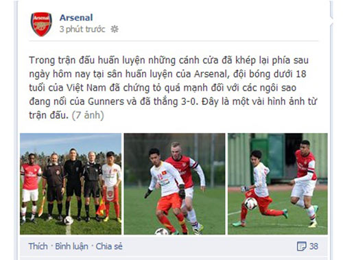 Phía Arsenal ca ngợi U19 Việt Nam - 1