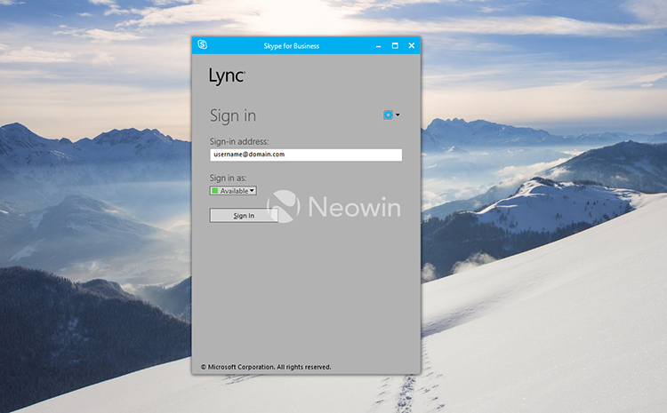 Microsoft Office PowerPoint: Giao diện đăng nhập Skype for Business
