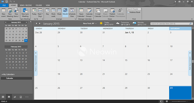 Microsoft Office Outlook: Tính năng Calendar
