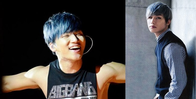 Thành viên Daesung vốn rất trung thành với những kiểu tóc đơn giản cũng bị ảnh hưởng bởi cơn sốt màu xanh dương từ G-Dragon.