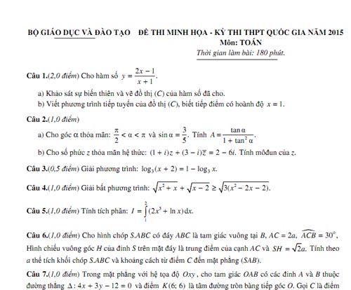 Thi tốt nghiệp THPT: Bộ GD-ĐT công bố đề thi minh họa - 1