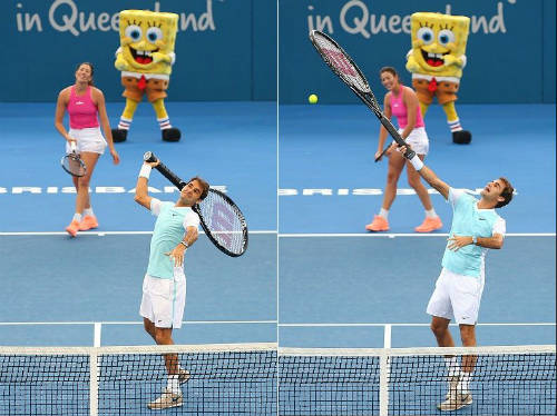 Tennis 24/7: Federer “đánh vật” với chiếc vợt khổng lồ - 2
