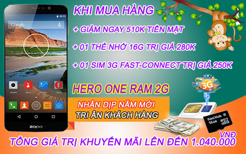Giảm giá sốc “chiến mã Ram 2G” Hero One của SaiGonPhone đón xuân - 1