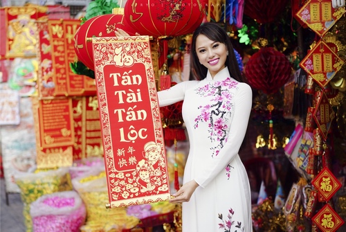 &#39;Tình mới của Thái Hòa&#39; diện áo dài đón xuân - 8