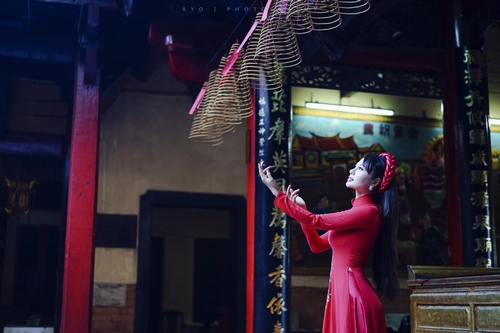 &#39;Tình mới của Thái Hòa&#39; diện áo dài đón xuân - 9