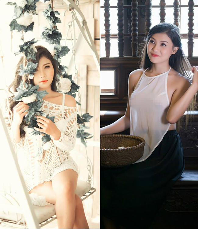 Nguyễn Thị Cẩm Nhung - cô gái khiến dân mạng "phát sốt" với bộ ảnh "cô lang y" trong bộ áo yếm trắng mỏng tang nóng bỏng.