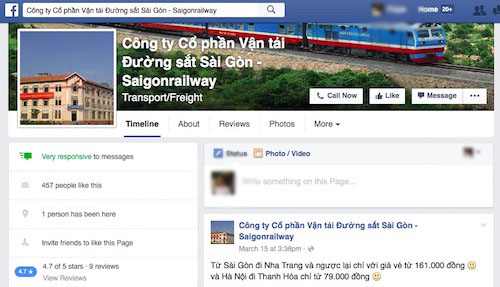 Đường sắt Sài Gòn cập nhật thông tin khuyến mãi qua Facebook - 1