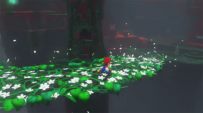 Anh chàng Mario đang chạy trong một không gian huyền ảo.