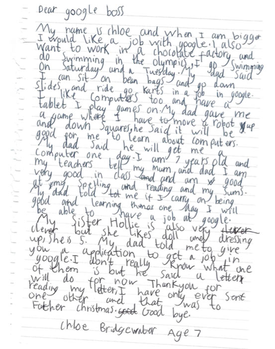 Cô bé 7 tuổi viết thư tay xin việc ở Google và cái kết bất ngờ - 1