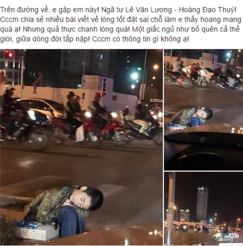 Xúc động hình ảnh cậu bé bán hàng rong ngủ ngon trên phố Hà Nội - 1