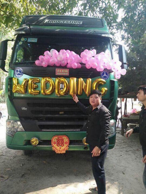 Xôn xao màn rước dâu độc đáo bằng xe đầu kéo ở Thái Nguyên - 2