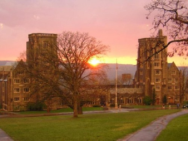 26. Đại học Cornell: Ngôi trường đẹp như tranh vẽ này nằm ngay bên hồ Cayuga, giống như một thị trấn nhỏ, cổ kính. Khuôn viên trường nằm sát bên hai hẻm núi là Fall Creek Gorge và Cascadilla Gorge, sinh viên cũng như khách tham quan có thể thoải mái đi bộ và bơi lội ở đây. 