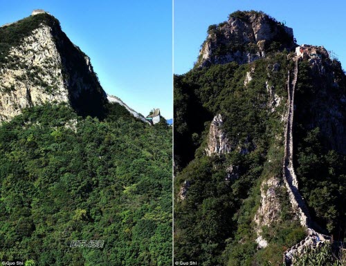 Run rẩy leo Vạn Lý Trường Thành trên vách núi dựng đứng - 3