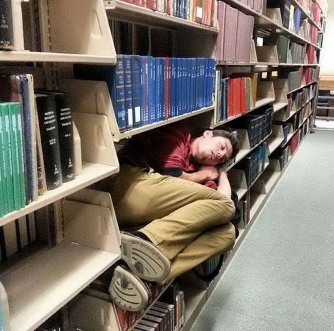 Hóa ra mục đích thanh niên chăm chỉ vào thư viện là đây.