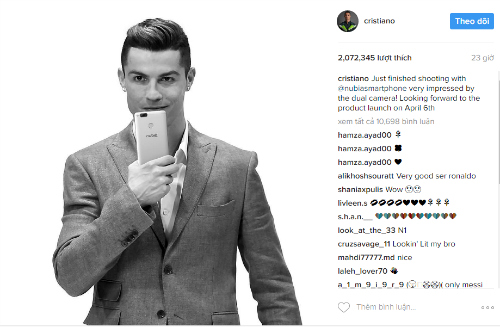 Cristiano Ronaldo bảnh bao bên smartphone ZTE Nubia Z17 Mini - 1