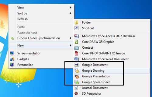 Đưa Google Docs vào Menu ngữ cảnh trong Windows 7 - 3