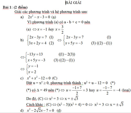 Gợi ý giải đề thi lớp 10 môn toán - 3