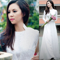 Bạn trẻ - Cuộc sống - Trà Giang thanh lịch với áo dài trắng