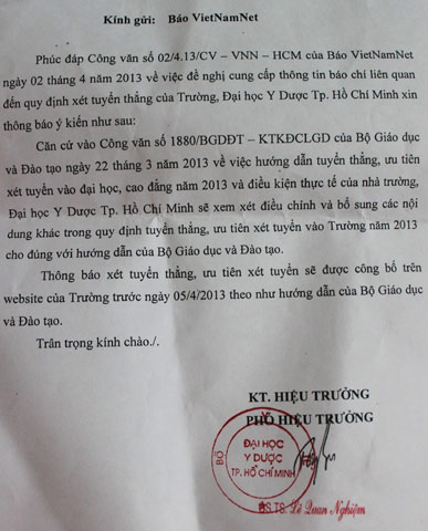 ĐH Y Dược khoanh vùng tuyển thẳng gây bức xúc - 2