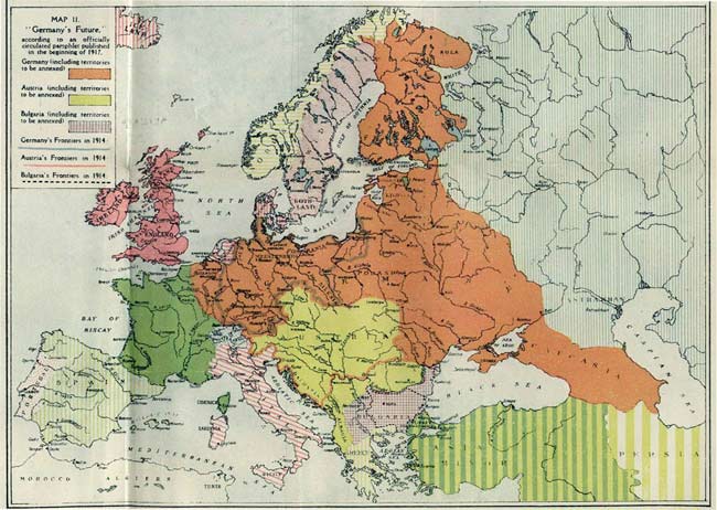 Tấm bản đồ \'tương lai của nước Đức\' xuất hiện trong cuốn sách nhỏ chính thức lưu hành vào đầu năm 1917.