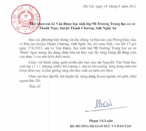 Bộ trưởng gửi thư khen HS cứu 5 bạn đuối nước - 2