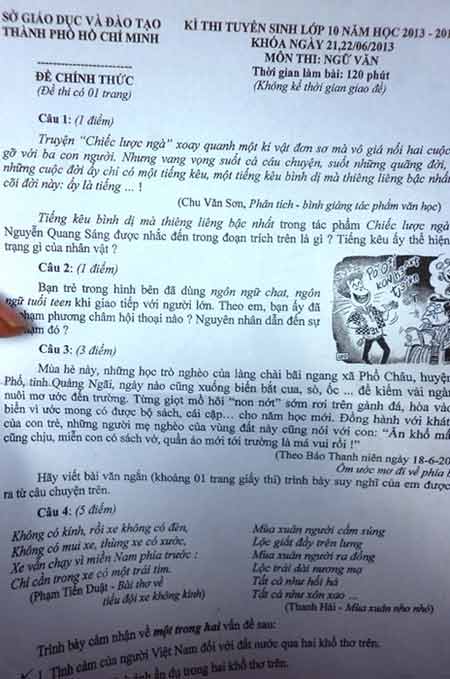 TPHCM: Ngôn ngữ "chat" vào đề Văn lớp 10 - 3