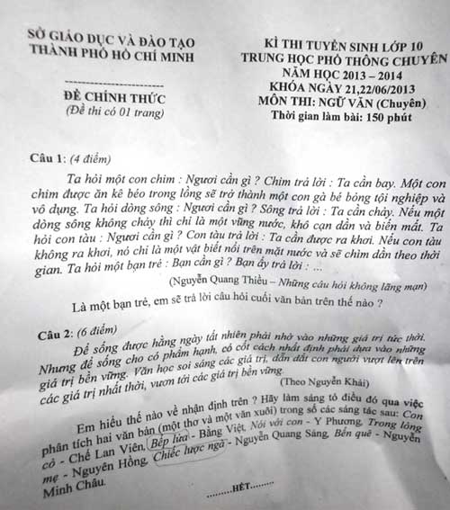 Thi môn chuyên ở TPHCM: Văn hay, Toán khó - 3
