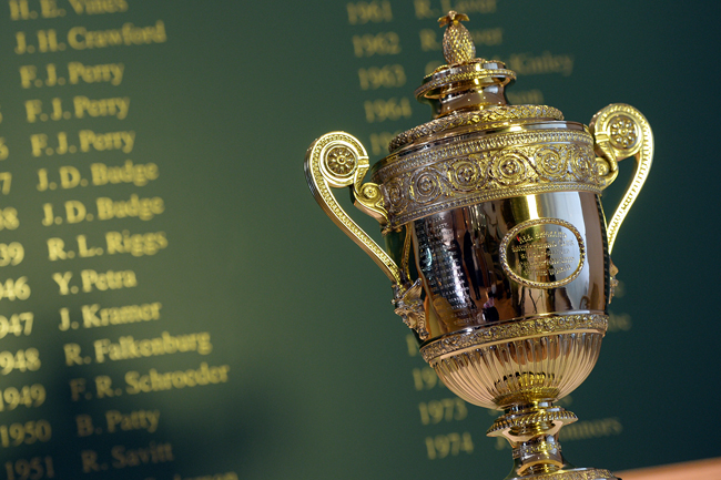 Chiếc cúp vô địch chờ tay vợt đăng quang ở nội dung đơn nam. Nó được mạ cả vàng và bạc, cao khoảng 47cm và đường kính khoảng 19cm. Chiếc cúp được trao tặng từ năm 1887 và ghi dòng chữ 'All England Lawn Tennis Club Single Handed Championship of the World'.
