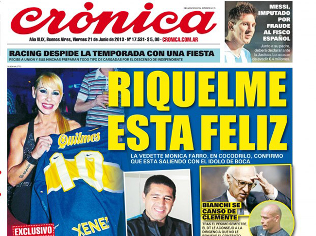 Dư luận tại Nam Mỹ đang phải xôn xao trước “bàn thắng” mới nhất của Roman Riquelme có tên người đẹp Monica Farro.

