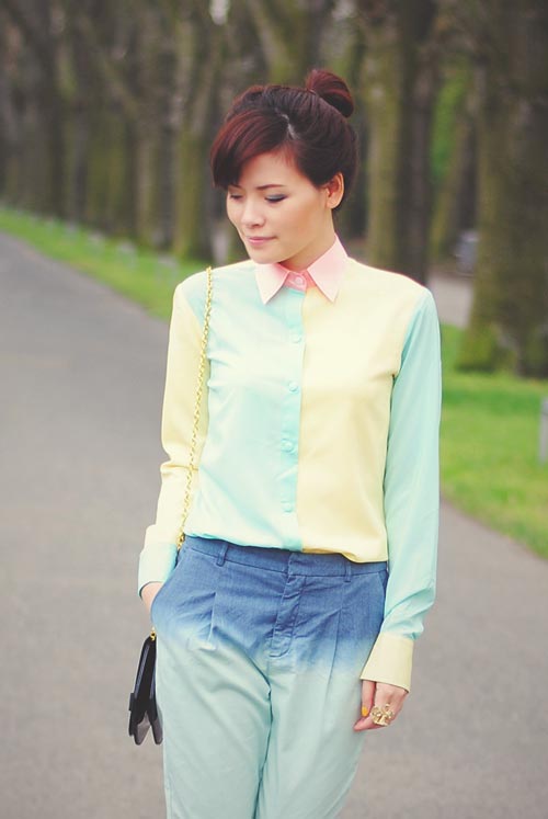 Thú vị áo sơ mi dựa trên nền áo tứ thân - 2