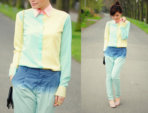 Thú vị áo sơ mi dựa trên nền áo tứ thân - 3