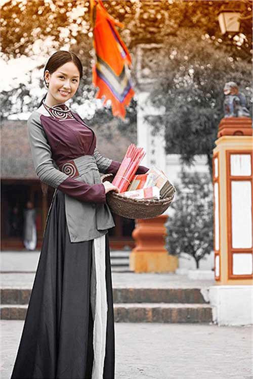 Thú vị áo sơ mi dựa trên nền áo tứ thân - 4