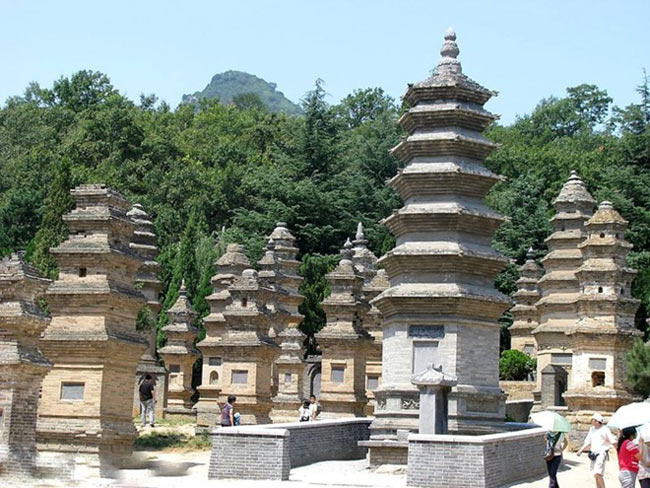 Đến Thiếu Lâm tự, du khách còn rất ấn tượng với Rừng Tháp gồm hàng trăm tháp lớn nhỏ, là nơi cất giữ tro cốt của các vị sư trụ trì chùa sau khi viên tịch. Ngôi tháp lớn nhất tại đây cao khoảng 15 m.
