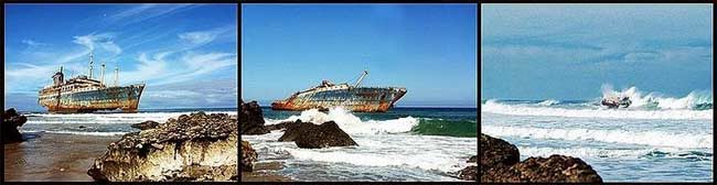 Đến tháng 11 năm 2005, phần mũi tầu cũng bị sụp đổ và thân tàu bắt đầu bị phá vỡ. Đến năm 2007 toàn bộ tàu đã sụp đổ và rơi xuống biển. Tính đến tháng 3 năm 2013, xác tàu chỉ có thể nhìn thấy khi thủy triều xuống thấp. 
