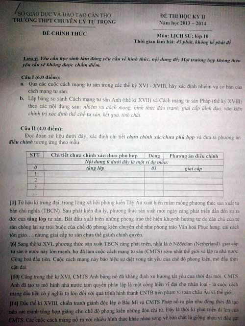 Sự thật về đề Sử khó đến nỗi chuyên gia… xin nhận điểm 1 - 2