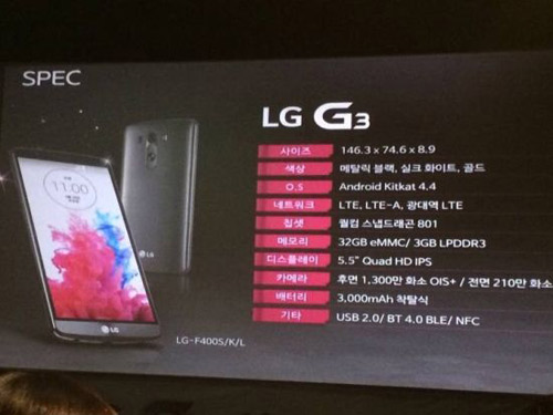 Cấu hình chi tiết của siêu phẩm LG G3 - 1