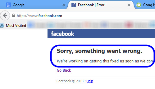 Facebook bị "sập" trong 30 phút - 1