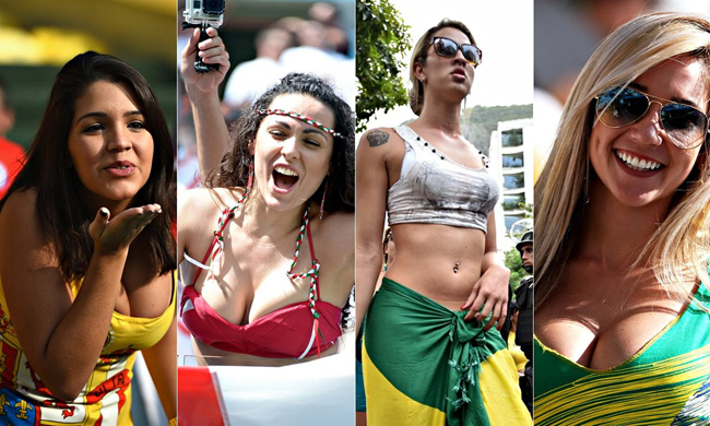Các nữ cổ động viên World Cup có phong cách thời trang rất thoáng, nhiều người đẹp còn tự tin khoe khuôn ngực quyến rũ.
