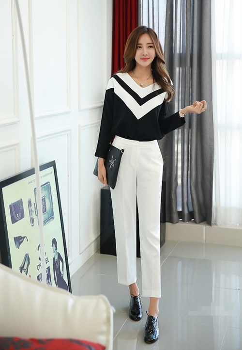 Học nữ công sở sành điệu chinh phục chiếc quần trắng - 6