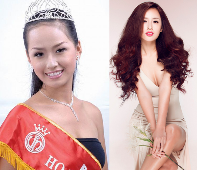 Hoa hậu Việt Nam 2006 Mai Phương Thúy khi đăng quang có gương mặt không sắc nét như hiện tại