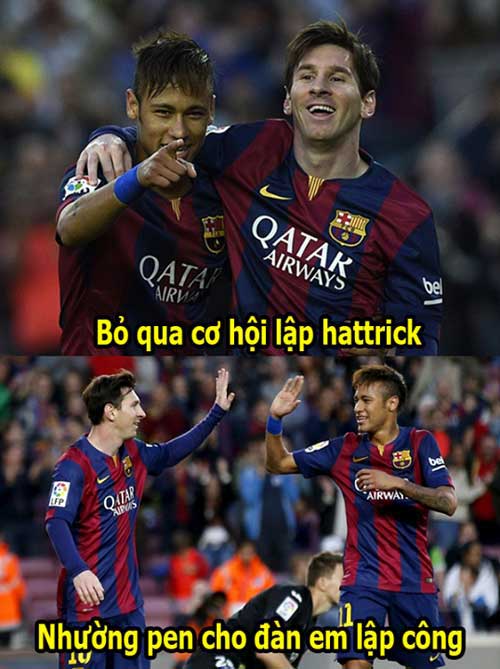 Ảnh chế tuần 28/4-5/5: Messi "tặng quà" cho Neymar - 1