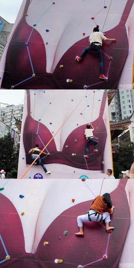Trung Quốc: Thi leo trên... ngực phụ nữ - 1