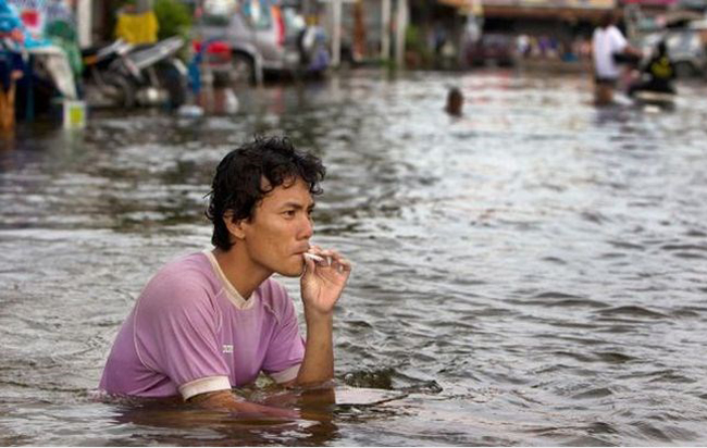 Ngồi trong dòng nước lặng nhìn thế gian.
